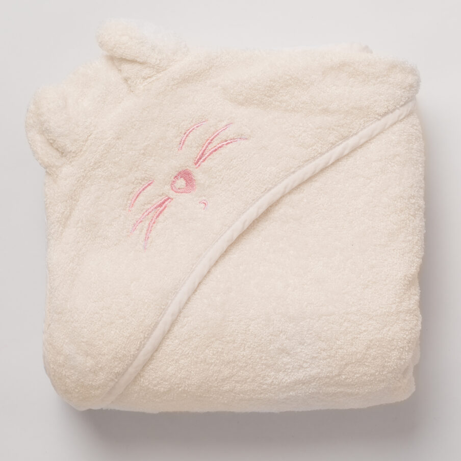 Tiny Chipmunk bamboo hooded towel pink