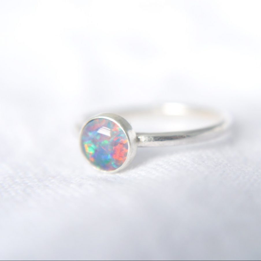 Opal Triplet Stacking Ring